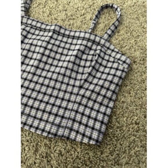 Hollister Advanced Stretch Womens Cropped Top Adj Straps Plaid Size Large - Picture 3 of 13